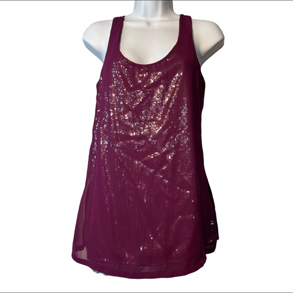 Express Tops - Express Plum and Sequins Sleeveless Top Size Medium